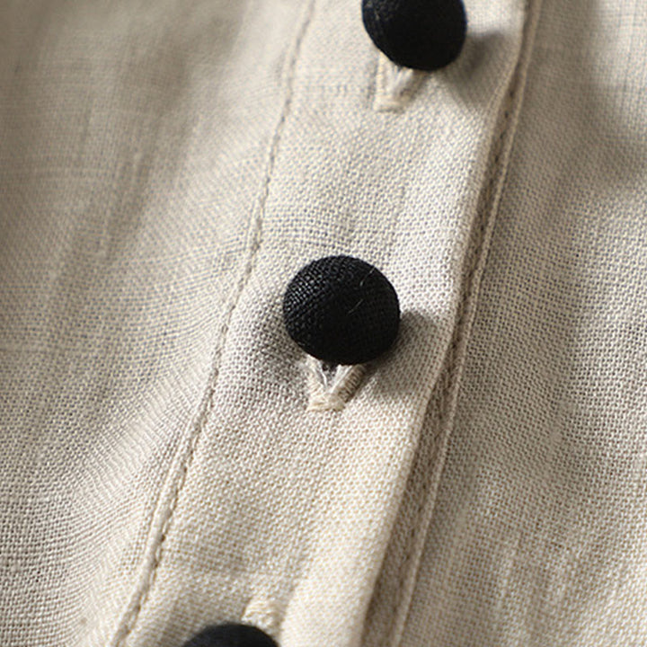 Buddha Stones Buttons Design Women's Cotton Linen Long Sleeve Coat With Pockets - image 6