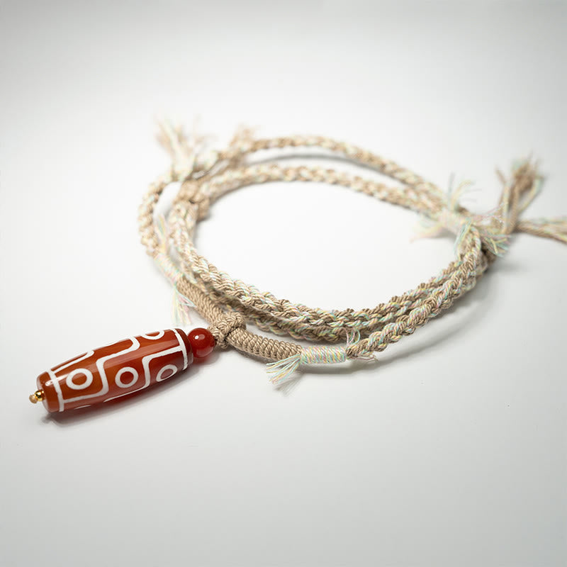 Buddha Stones Natural Red Agate Nine-eye Dzi Bead Power Rope Bracelet - image 1
