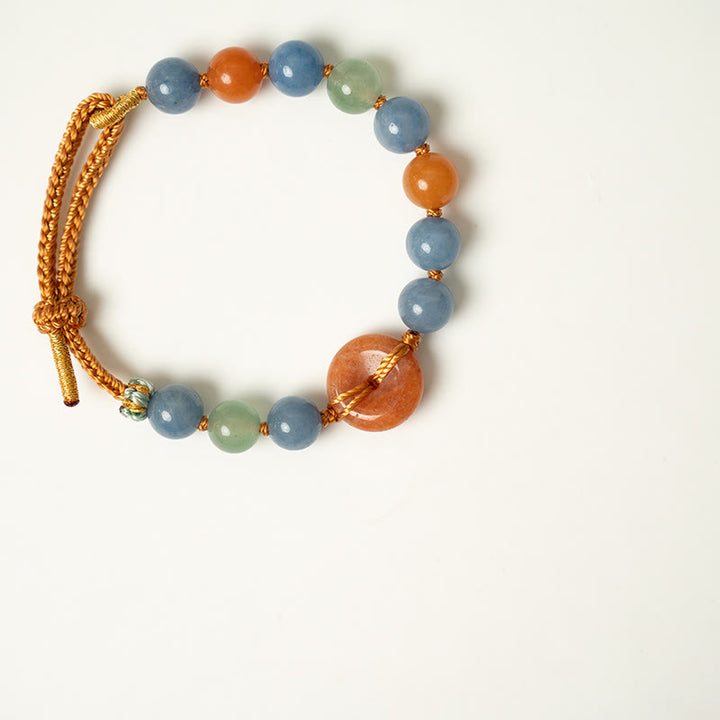 Buddha Stones Colored Aventurine Peace Buckle Cure Bracelet - image 5
