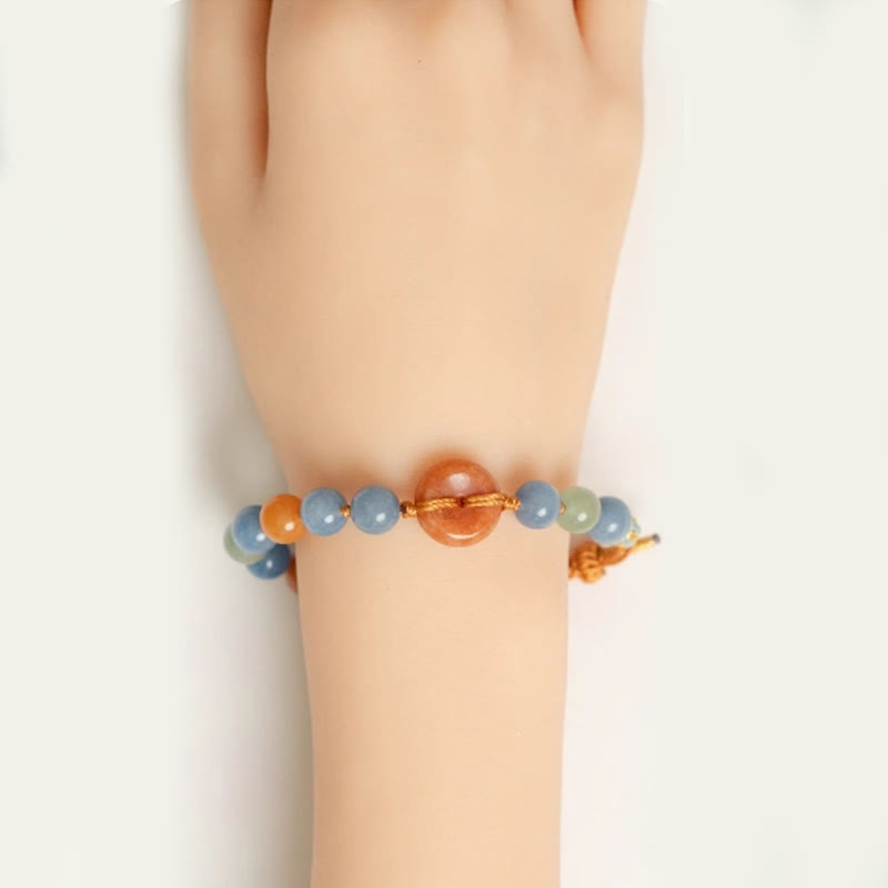 Buddha Stones Colored Aventurine Peace Buckle Cure Bracelet - image 4