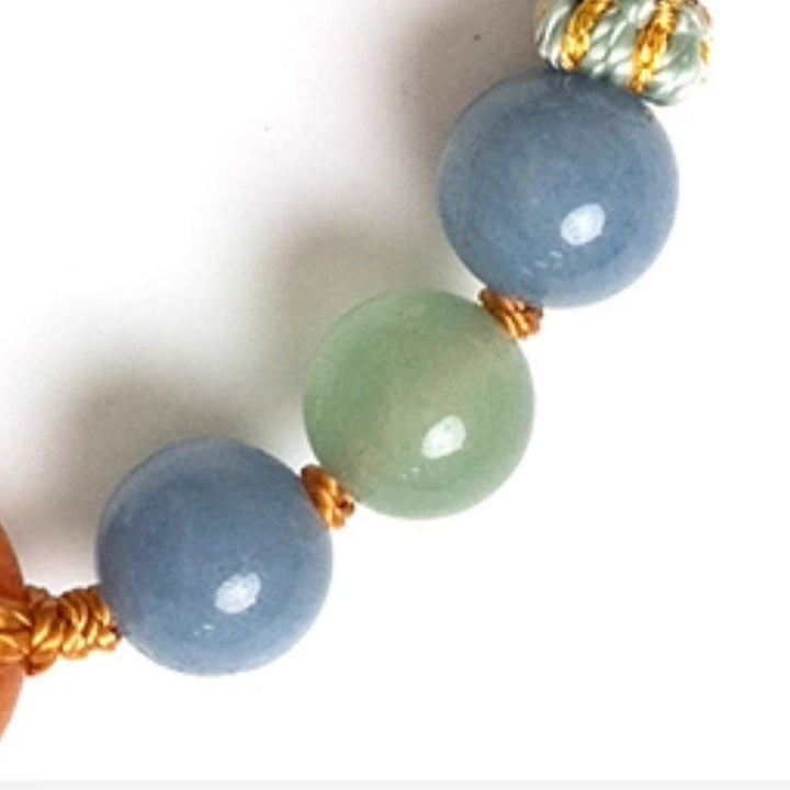 Buddha Stones Colored Aventurine Peace Buckle Cure Bracelet - image 15