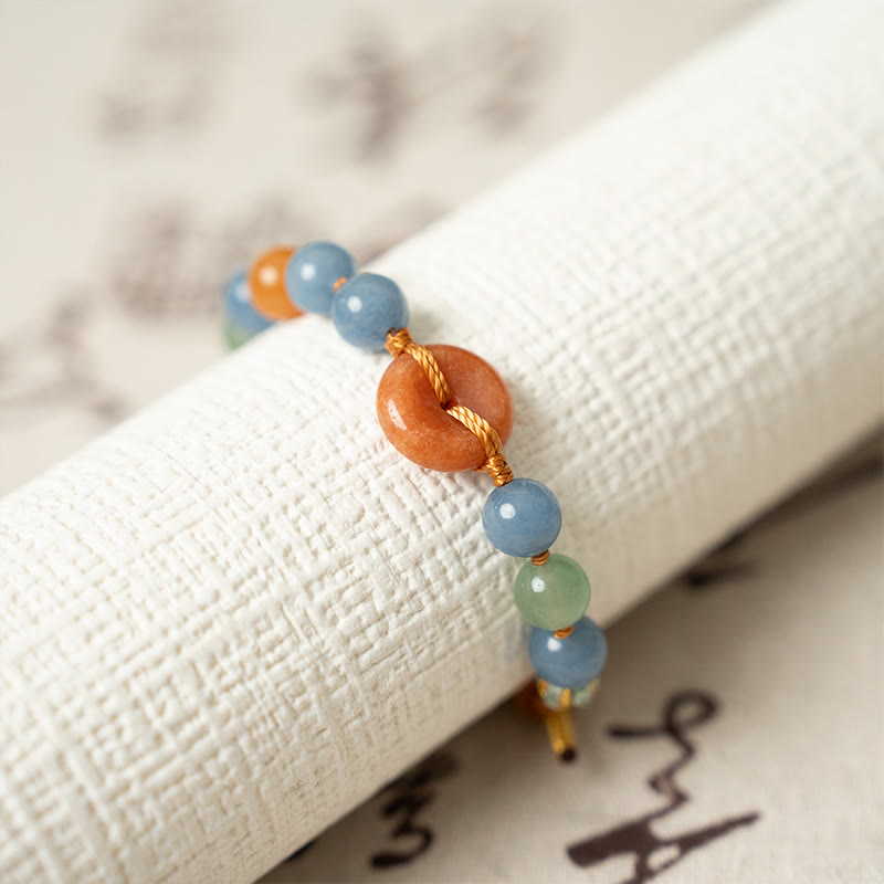 Buddha Stones Colored Aventurine Peace Buckle Cure Bracelet - image 3