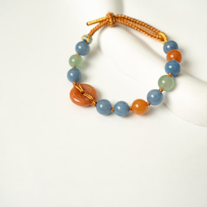 Buddha Stones Colored Aventurine Peace Buckle Cure Bracelet - image 2