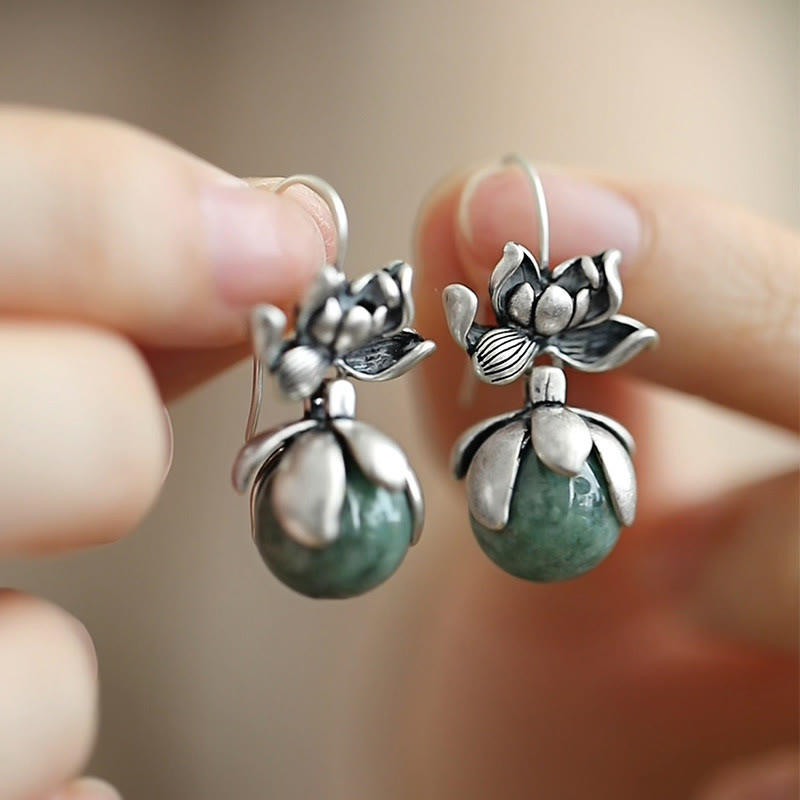 Buddha Stones Lotus Round Bead Copper Enlightenment Earrings - Lotus(Copper Posts) - image 0