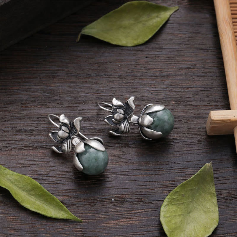 Buddha Stones Lotus Round Bead Copper Enlightenment Earrings - image 1