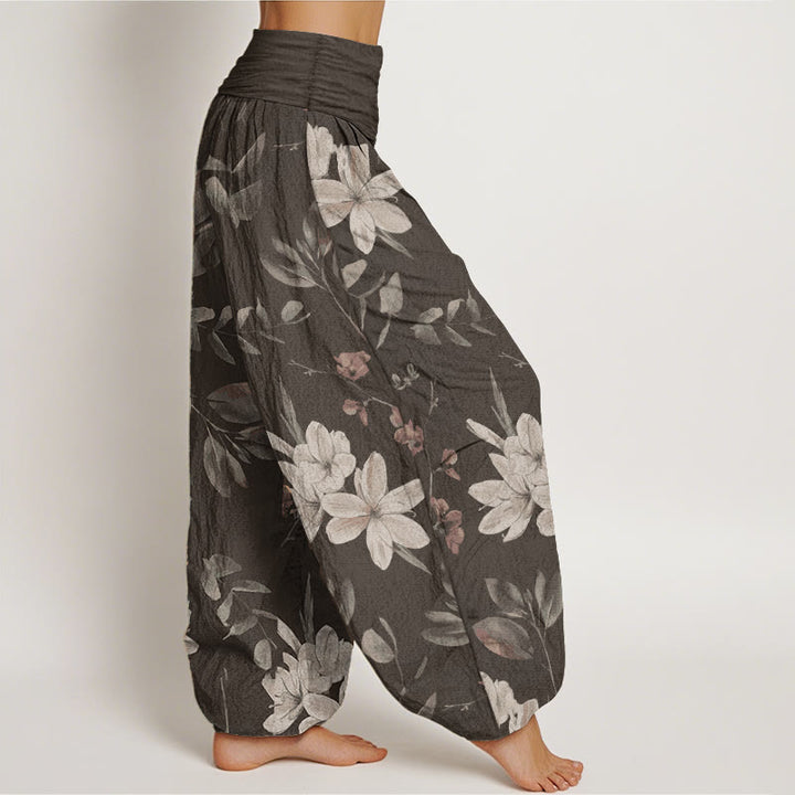 Buddha Stones Pure Cotton Casual Floral Leaves Women's Elastic Waist Harem Pants - image 6