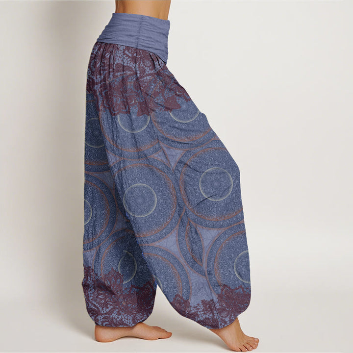Buddha Stones Pure Cotton Casual Flowers Compass Design Women's Elastic Waist Harem Pants - image 9
