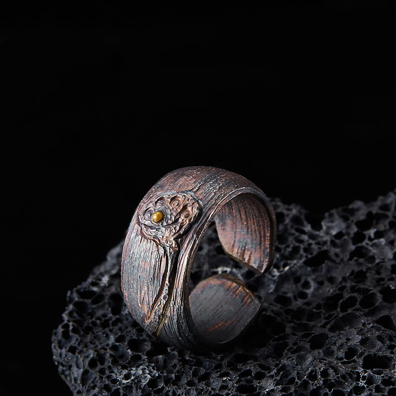 Buddha Stones 999 Sterling Silver Lotus Balance Ring - 62.5-65mm - image 0
