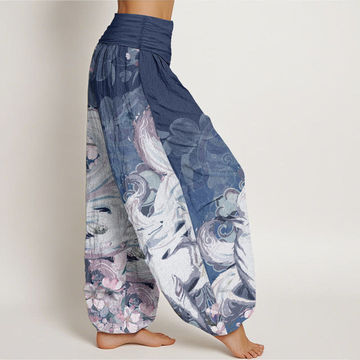 Buddha Stones Pure Cotton Fox Cherry Blossoms Women's Elastic Waist Harem Pants - image 9