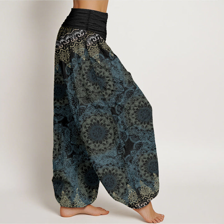 Buddha Stones Pure Cotton Triangular Mandala Patterns Women's Elastic Waist Harem Pants - image 9
