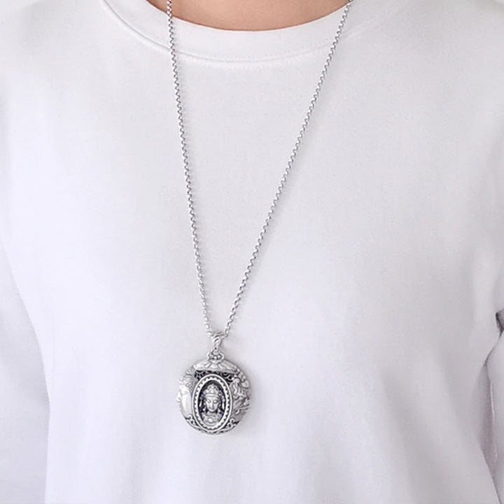 Buddha Stones Copper Buddha Devil Pattern Serenity Pendant Necklace - image 3