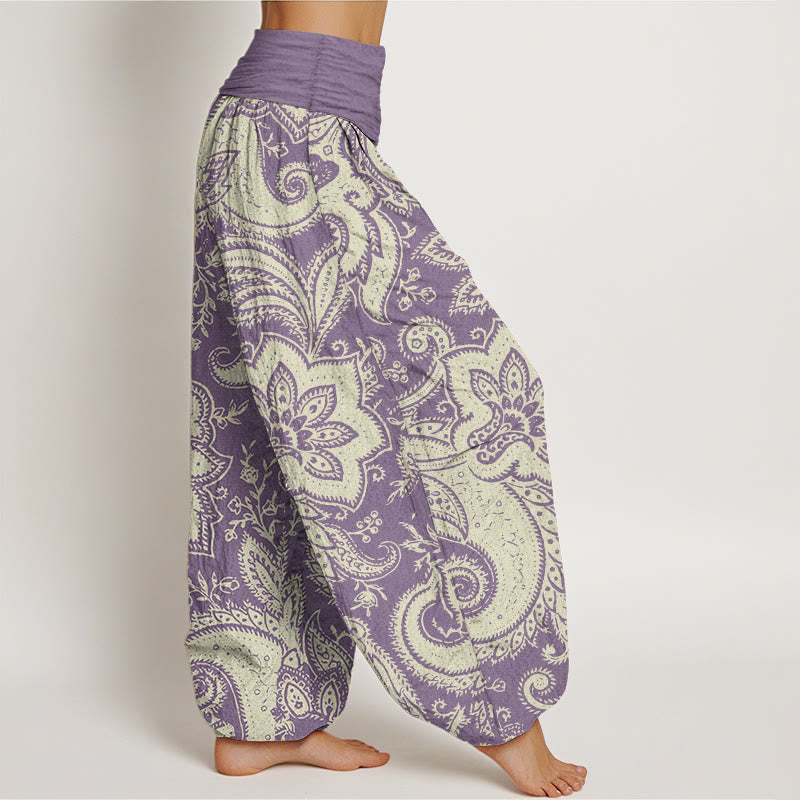 Buddha Stones Pure Cotton Flowers Paisley Patterns Women's Elastic Waist Harem Pants - image 7