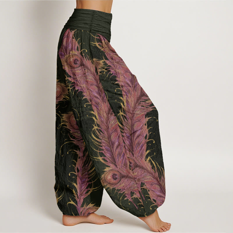 Buddha Stones Pure Cotton Bright Phoenix Pattern Women's Elastic Waist Harem Pants - image 2