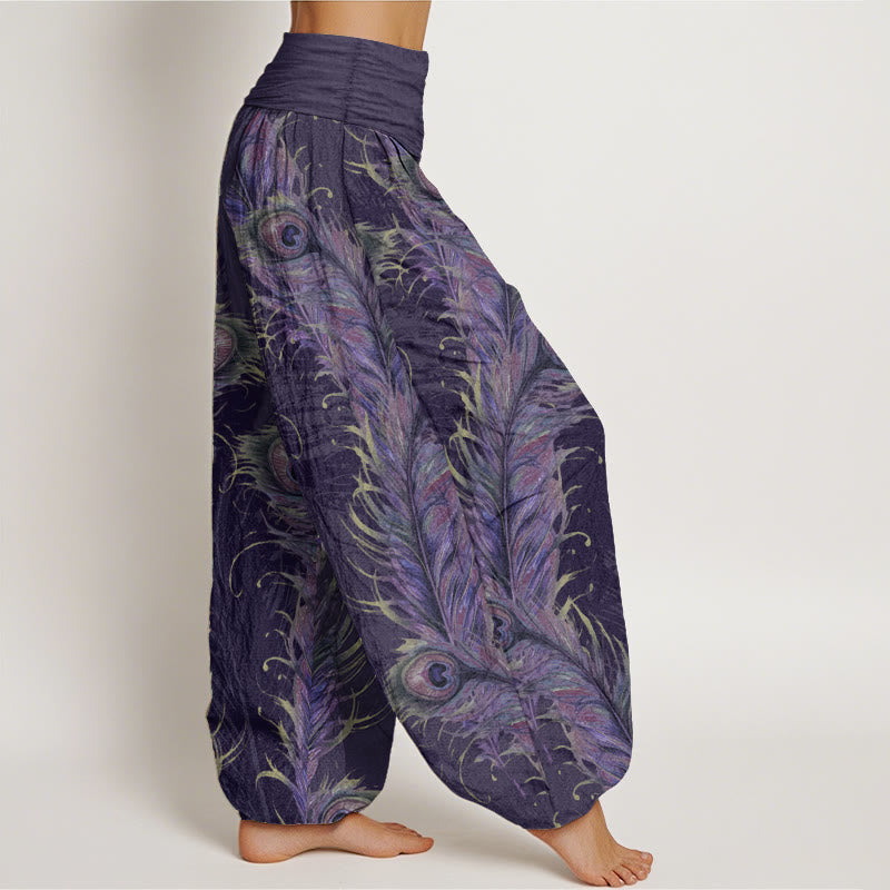 Buddha Stones Pure Cotton Bright Phoenix Pattern Women's Elastic Waist Harem Pants - image 10