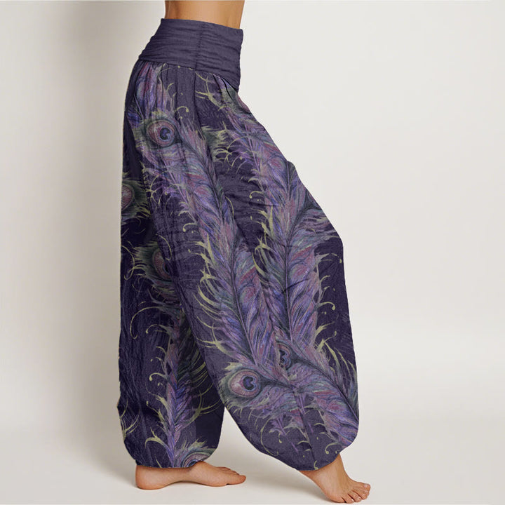 Buddha Stones Pure Cotton Bright Phoenix Pattern Women's Elastic Waist Harem Pants - image 10
