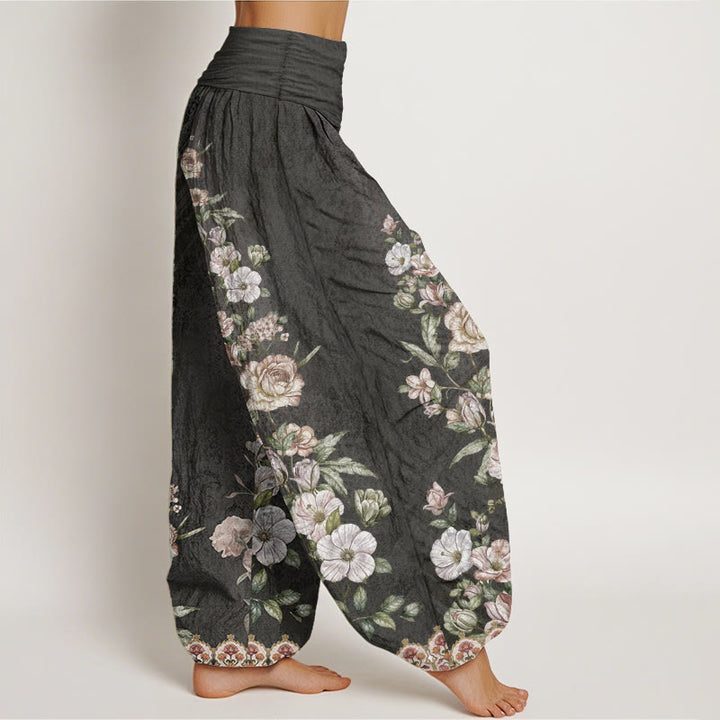 Buddha Stones Pure Cotton Ethnic Floral Ethnic Totem Pattern Women's Elastic Waist Harem Pants - image 10