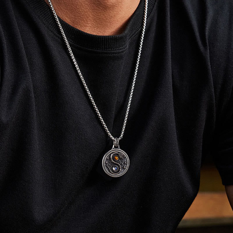 Buddha Stones Snake Yin Yang Symbol Copper Wealth Necklace Pendant - image 12