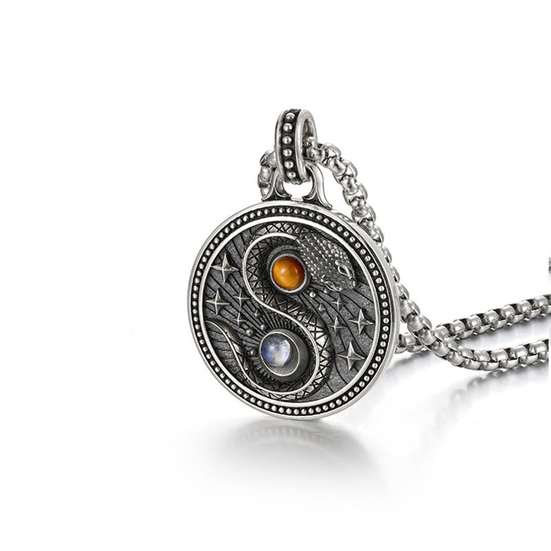 Buddha Stones Snake Yin Yang Symbol Copper Wealth Necklace Pendant - image 3