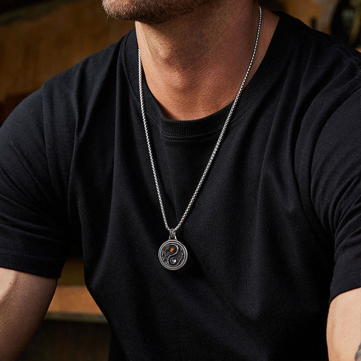 Buddha Stones Snake Yin Yang Symbol Copper Wealth Necklace Pendant - image 10