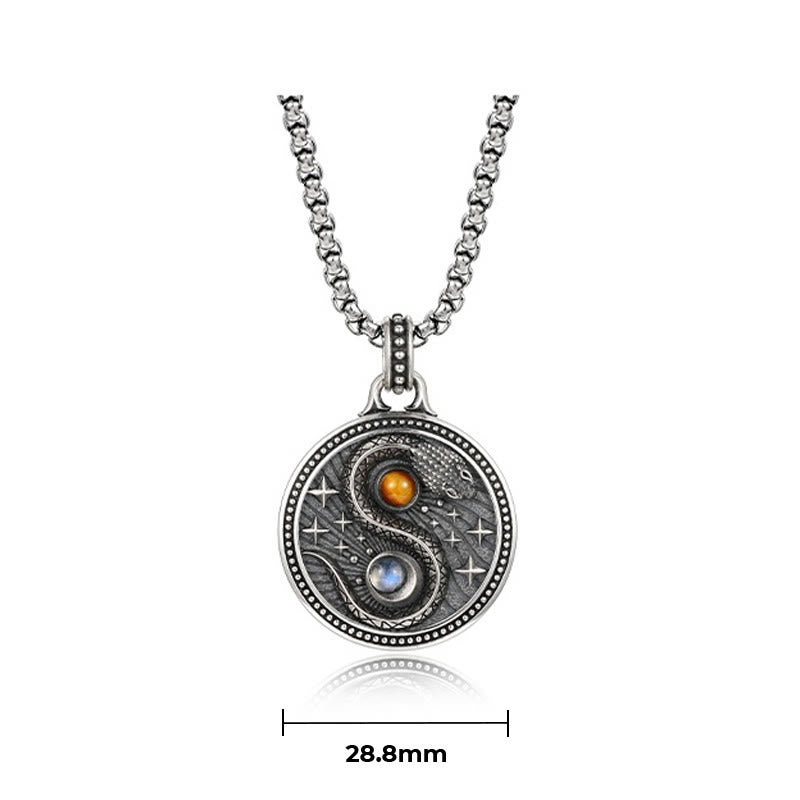 Buddha Stones Snake Yin Yang Symbol Copper Wealth Necklace Pendant - image 7