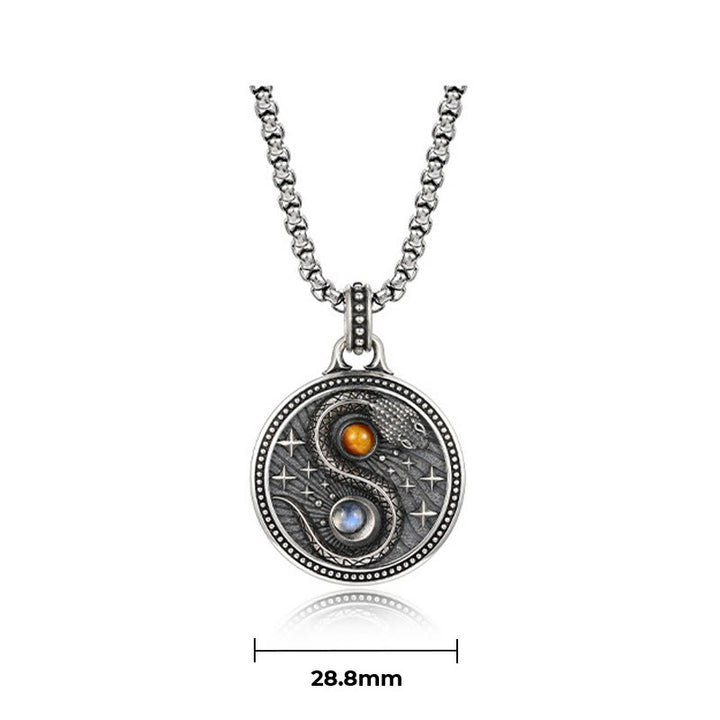 Buddha Stones Snake Yin Yang Symbol Copper Wealth Necklace Pendant - image 7