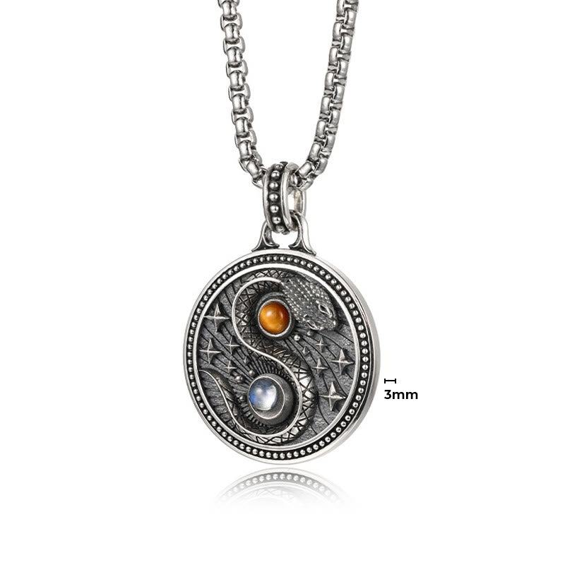 Buddha Stones Snake Yin Yang Symbol Copper Wealth Necklace Pendant - image 4