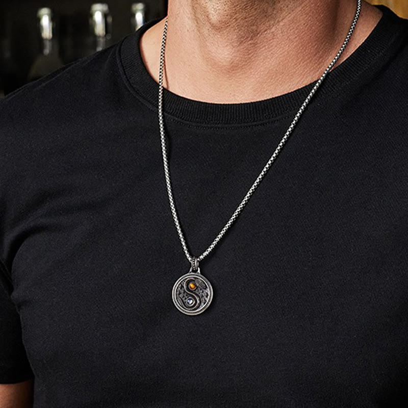 Buddha Stones Snake Yin Yang Symbol Copper Wealth Necklace Pendant - image 11