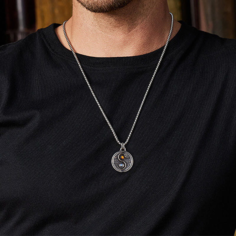 Buddha Stones Snake Yin Yang Symbol Copper Wealth Necklace Pendant - image 9