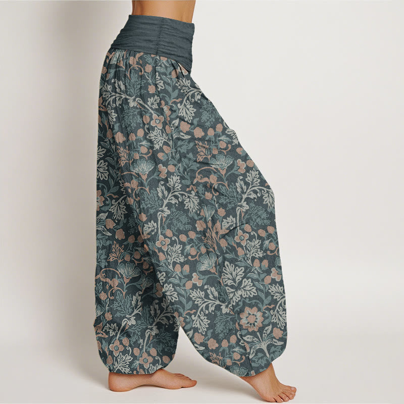 Buddha Stones Pure Cotton Casual Flower Vine Leaves Pattern Women's Elastic Waist Harem Pants - image 2