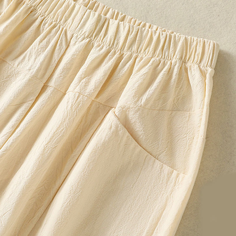 Buddha Stones 2pcs Plain Women's Short Sleeve Shirt Harem Pants Meditation Clothing Set - image 15