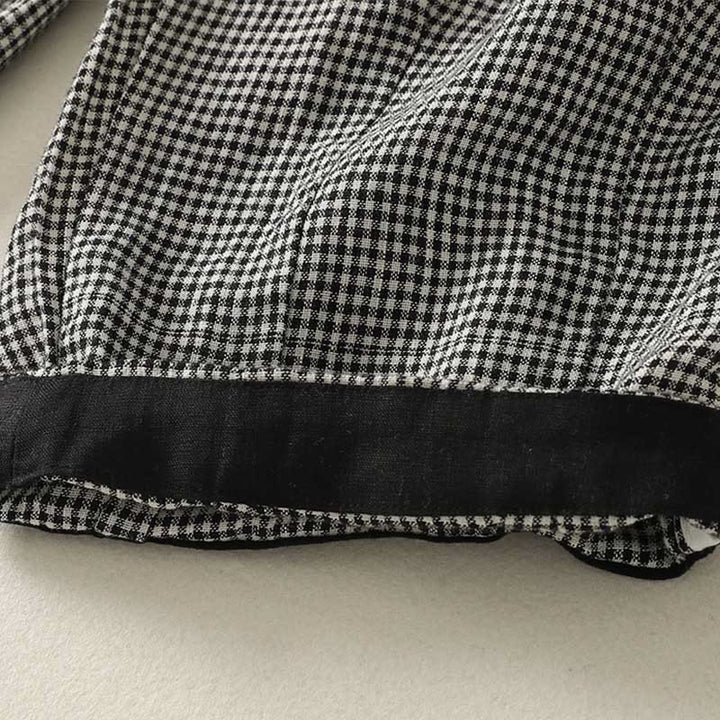 Buddha Stones Plaid Pattern Drawstring Women's Cotton Linen Harem Pants With Pockets - image 8