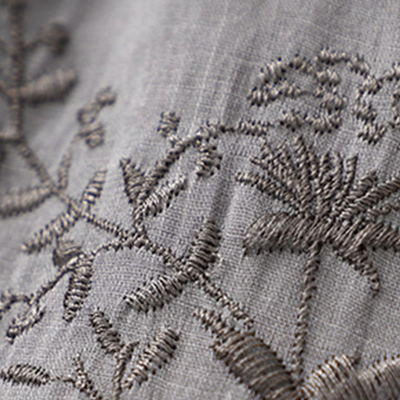 Buddha Stones Embroidered Pattern Women's Cotton Linen Harem Pants With Pockets - image 4