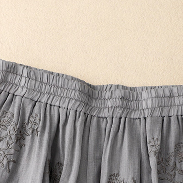 Buddha Stones Embroidered Pattern Women's Cotton Linen Harem Pants With Pockets - image 1