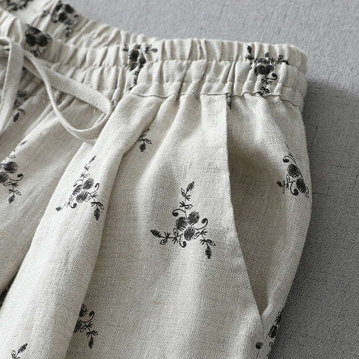 Buddha Stones Polka Dot Floral Pattern Pattern Women's Cotton Linen Harem Pants With Pockets - image 1
