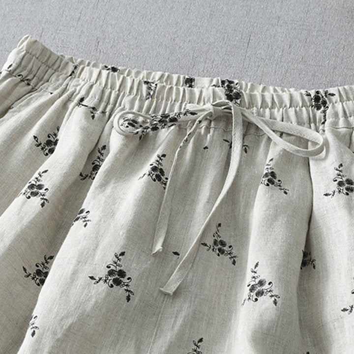 Buddha Stones Polka Dot Floral Pattern Pattern Women's Cotton Linen Harem Pants With Pockets - image 3