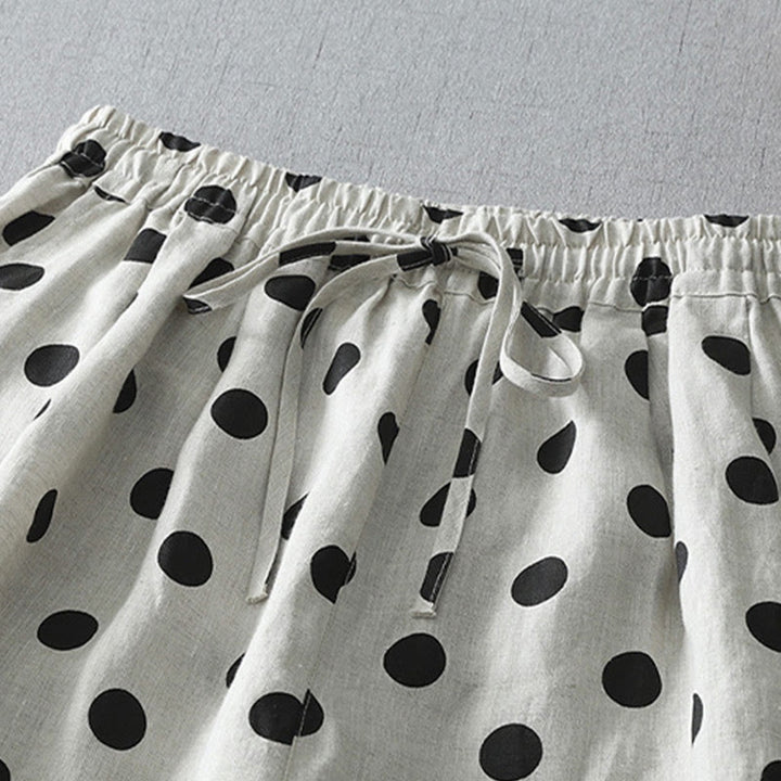 Buddha Stones Polka Dot Floral Pattern Pattern Women's Cotton Linen Harem Pants With Pockets - image 13