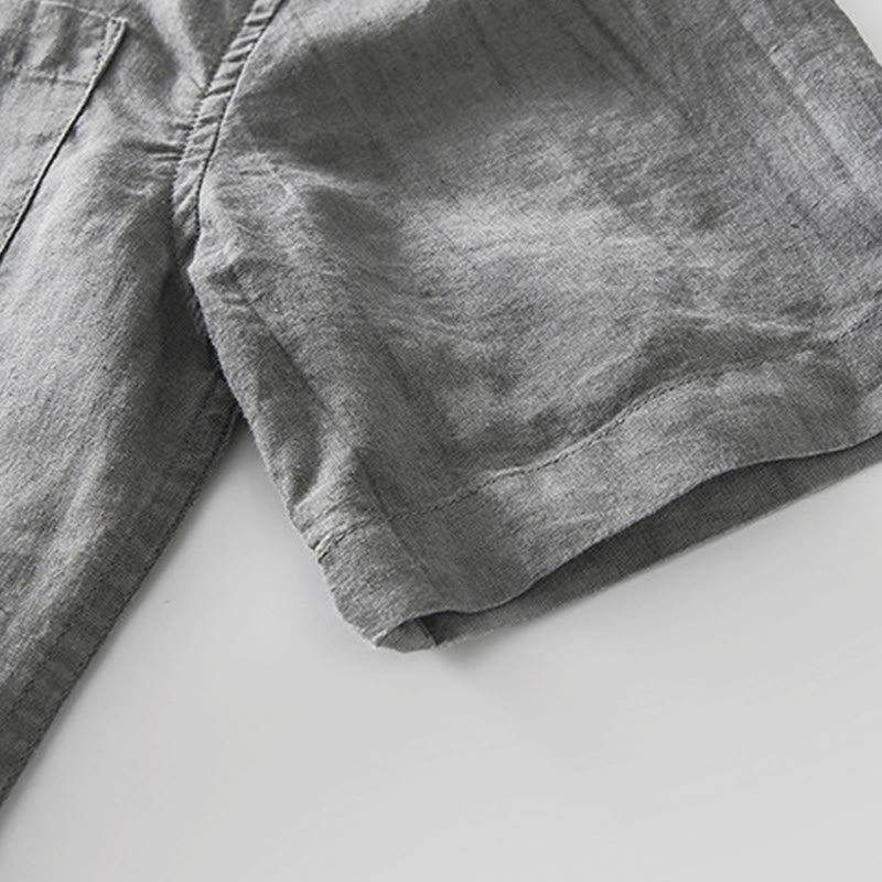 Buddha Stones Summer Buttons Short Sleeve Ramie Linen Cotton Men's Shirt - image 4