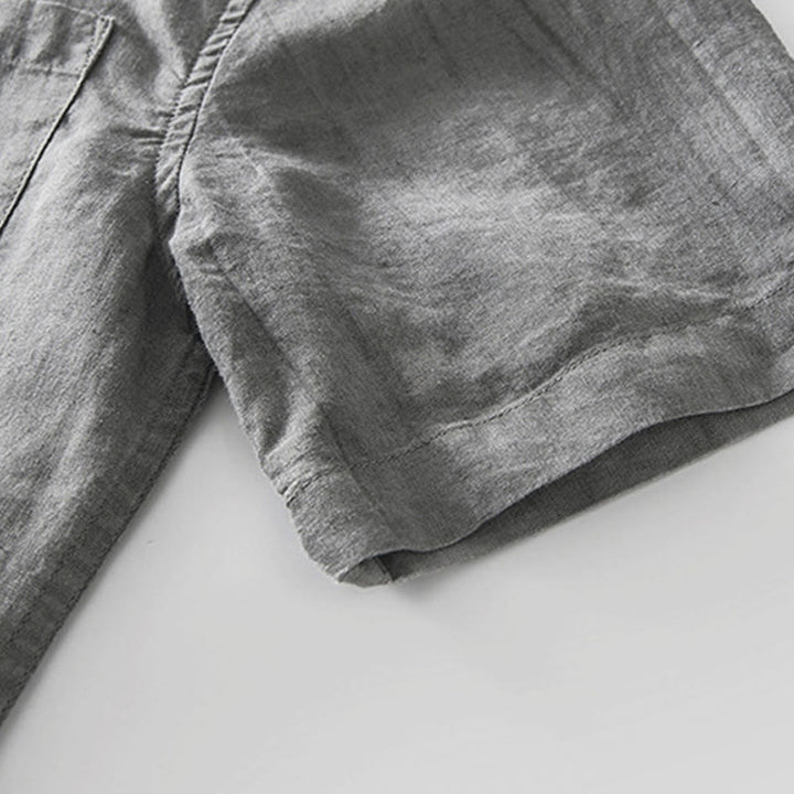 Buddha Stones Summer Buttons Short Sleeve Ramie Linen Cotton Men's Shirt - image 4