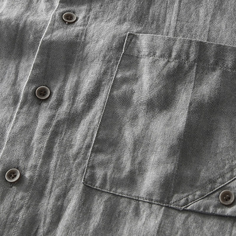 Buddha Stones Summer Buttons Short Sleeve Ramie Linen Cotton Men's Shirt - image 5