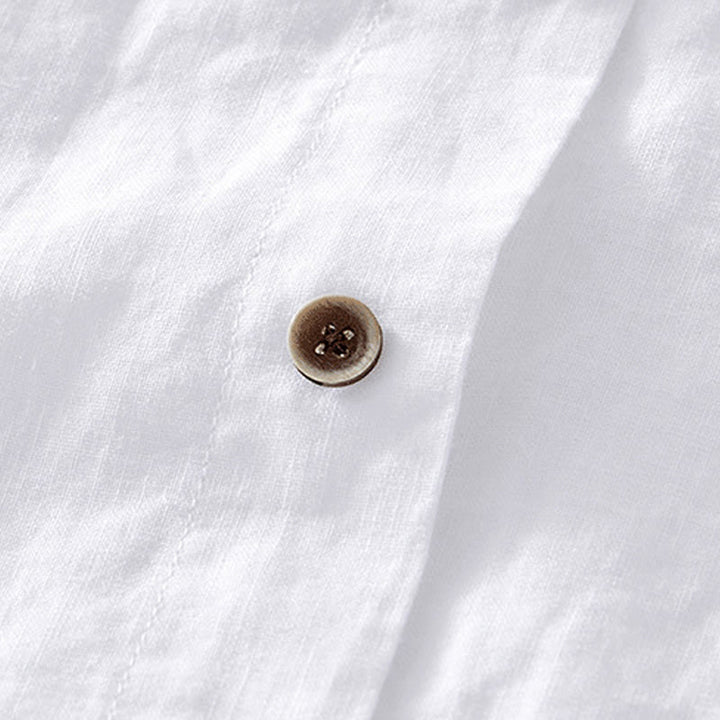 Buddha Stones Summer Buttons Short Sleeve Ramie Linen Cotton Men's Shirt - image 11