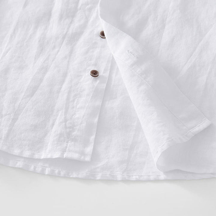 Buddha Stones Summer Buttons Short Sleeve Ramie Linen Cotton Men's Shirt - image 12
