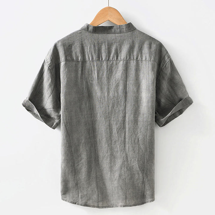Buddha Stones Summer Buttons Short Sleeve Ramie Linen Cotton Men's Shirt - image 2