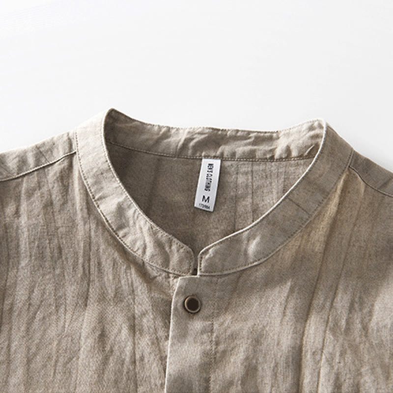 Buddha Stones Summer Buttons Short Sleeve Ramie Linen Cotton Men's Shirt - image 16