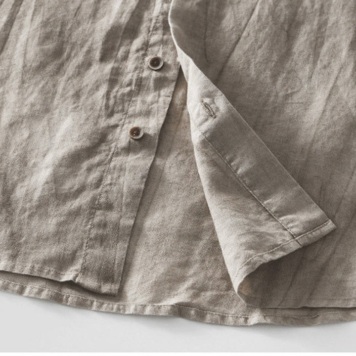 Buddha Stones Summer Buttons Short Sleeve Ramie Linen Cotton Men's Shirt - image 20