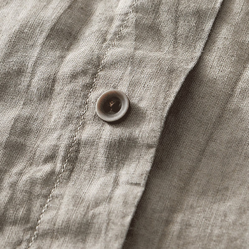 Buddha Stones Summer Buttons Short Sleeve Ramie Linen Cotton Men's Shirt - image 19
