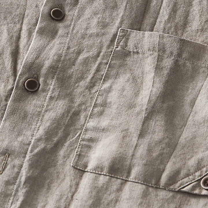Buddha Stones Summer Buttons Short Sleeve Ramie Linen Cotton Men's Shirt - image 18
