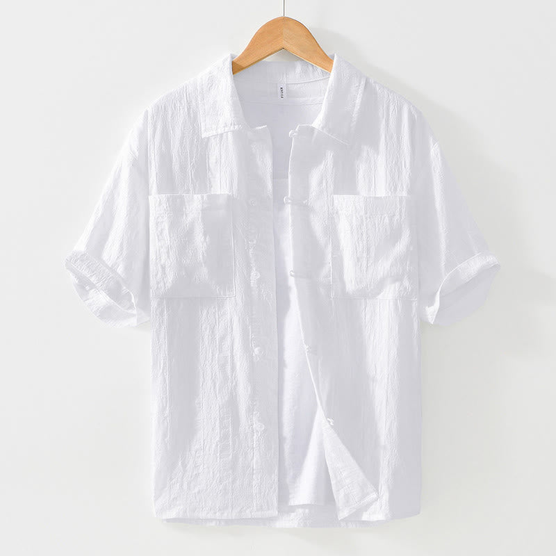 Buddha Stones Summer Short Sleeve Buttons Men's Shirt With Two Pockets - White - US/UK/AU42，EU52 (3XL) - image 11