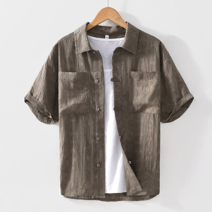 Buddha Stones Summer Short Sleeve Buttons Men's Shirt With Two Pockets - Tan - US/UK/AU42，EU52 (3XL) - image 18