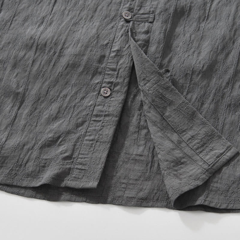 Buddha Stones Summer Short Sleeve Buttons Men's Shirt With Two Pockets - image 8