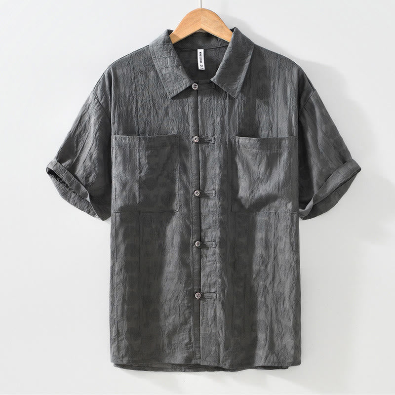 Buddha Stones Summer Short Sleeve Buttons Men's Shirt With Two Pockets - image 2